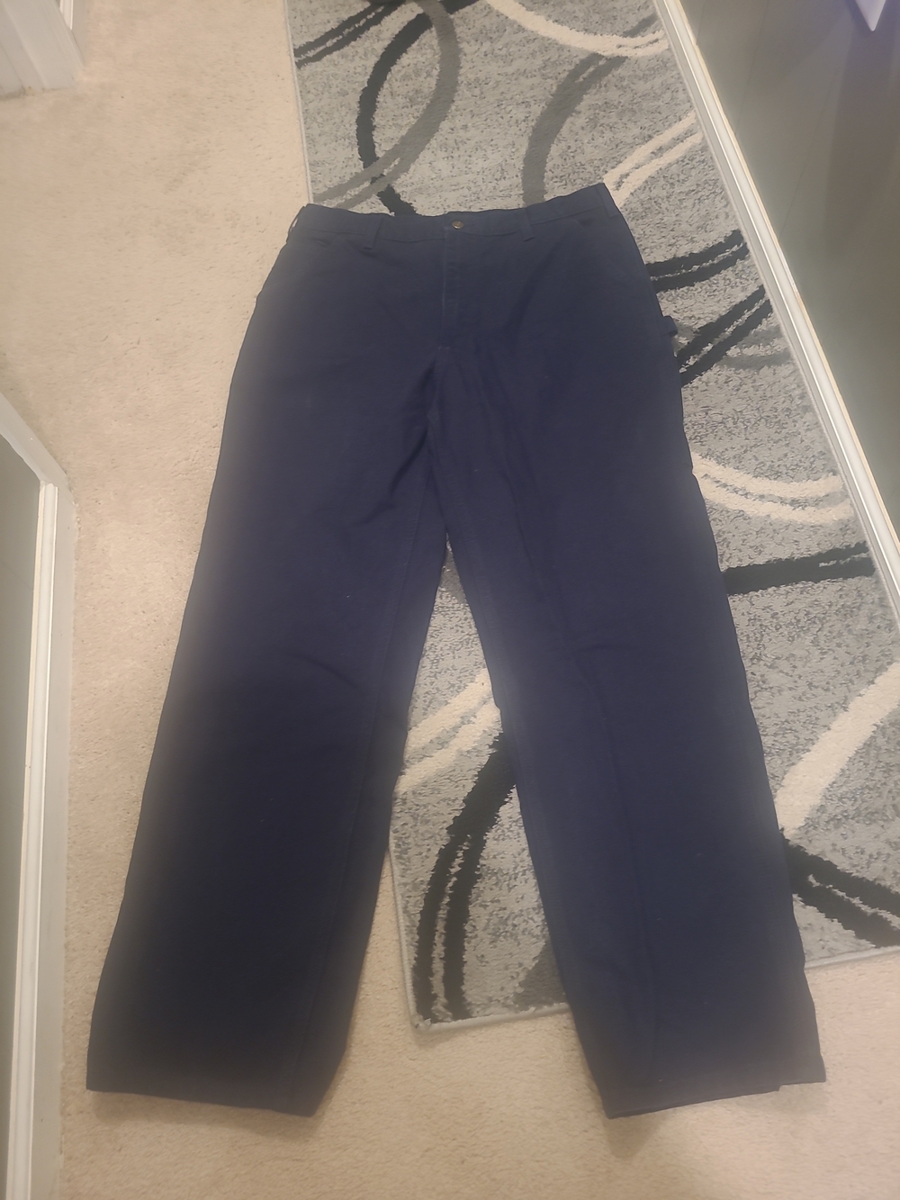 Carhartt Dungaree Fit Carpenter Work Pants Mens 38x34 Black Cotton Straight Leg